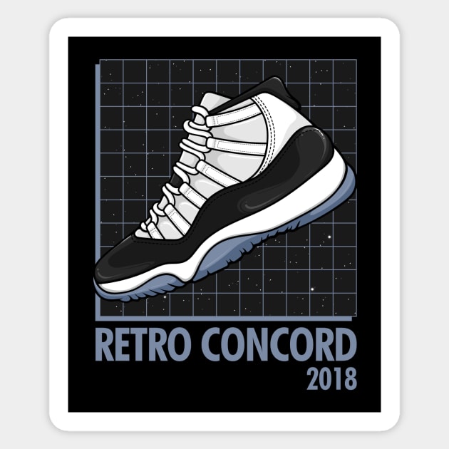 AJ 11 Retro Concord Sneaker Sticker by milatees